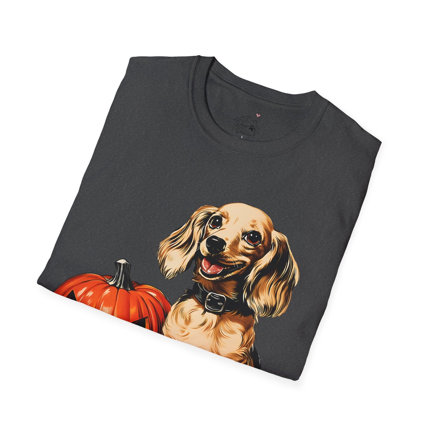 "Shiny" Cream-Colored Long-Haired Dachshund Halloween Unisex Softstyle T-Shirt