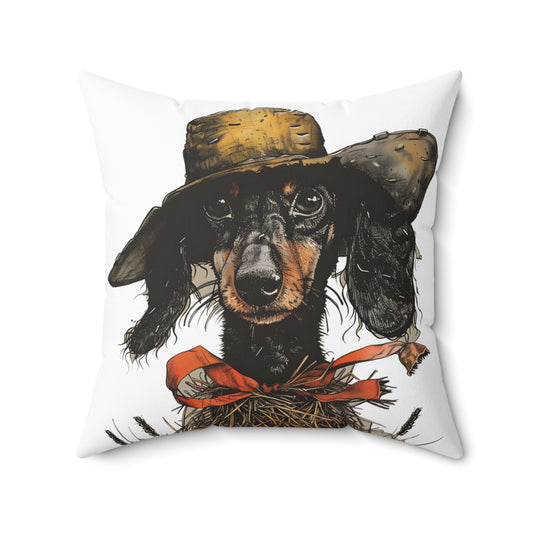 #9 Autumn Inspired Black & Tan Smooth-Haired Dachshund Throw Pillow