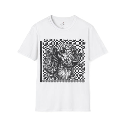 "Long Checked" Long-Haired Dachshund Unisex Softstyle T-Shirt