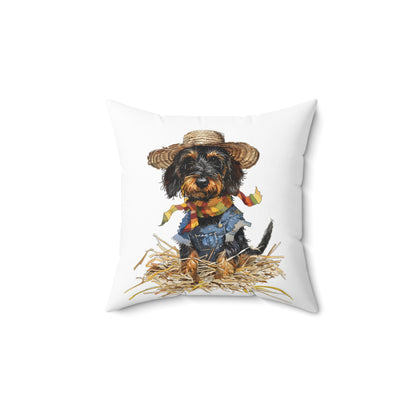 #20 Autumn Inspired Wire-Haired Dachshund Throw Pillow