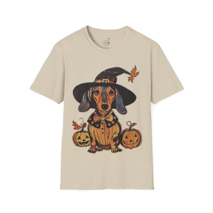 "All Dressed Up" Smooth-Haired Dachshund Halloween Unisex Softstyle T-Shirt