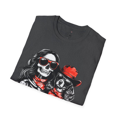 "Long-Time Soulmates" Long-Haired Dachshund Halloween Unisex Softstyle T-Shirt