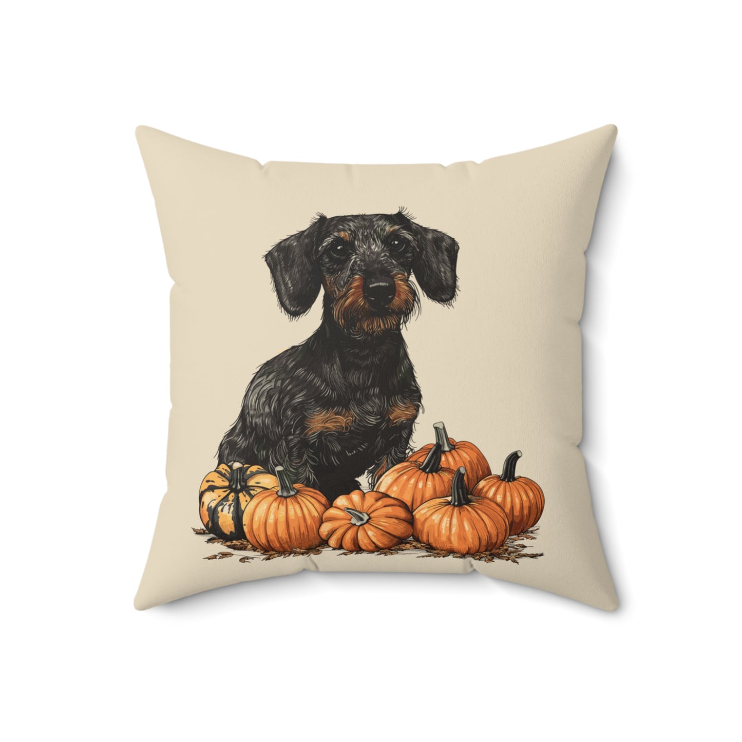 #21 Autumn Inspired Wire-Haired Dachshund Throw Pillow