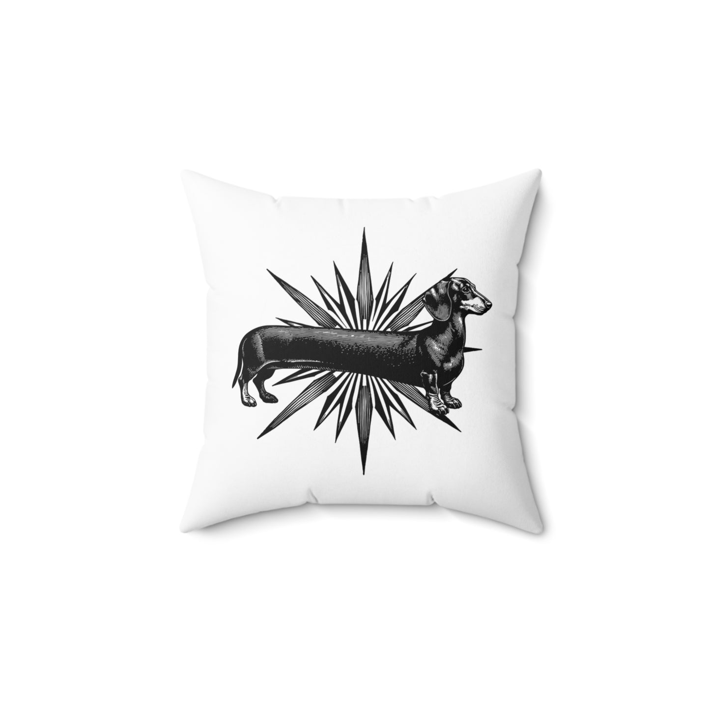 "Go North" Smooth-Haired Dachshund Compass Square Throw Pillow