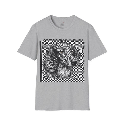 "Long Checked" Long-Haired Dachshund Unisex Softstyle T-Shirt