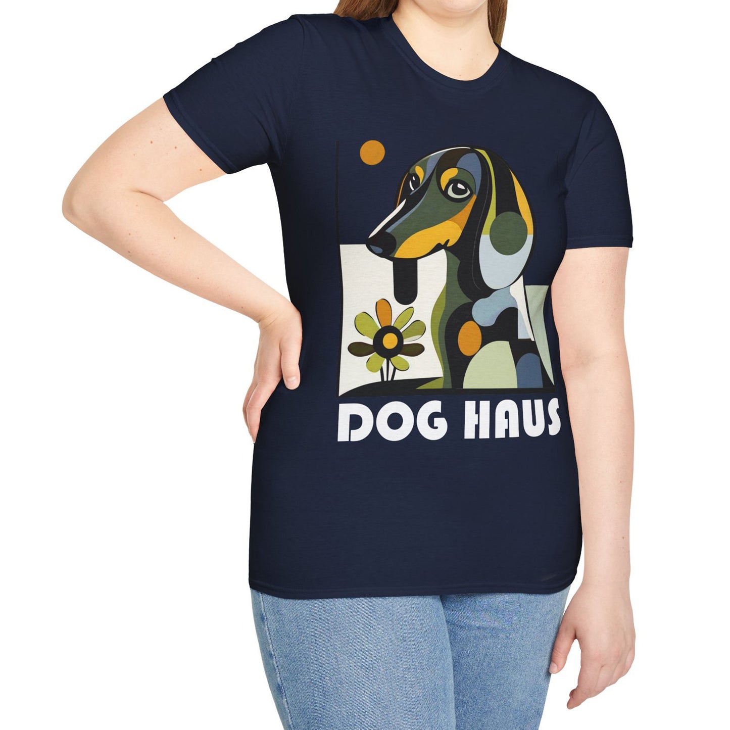 "Long Haus" Long-Haired Dachshund Unisex Softstyle T-Shirt