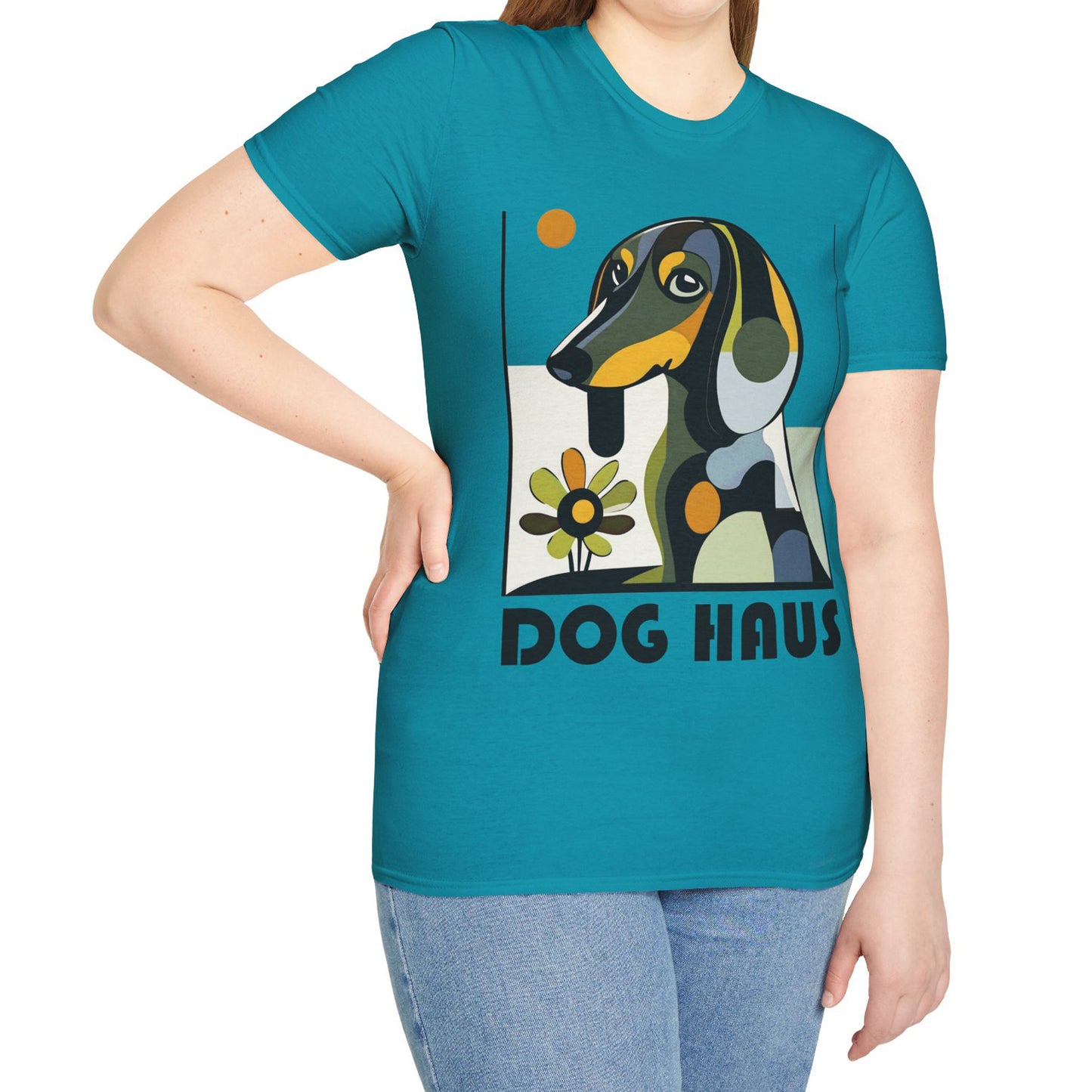 "Long Haus" Long-Haired Dachshund Unisex Softstyle T-Shirt