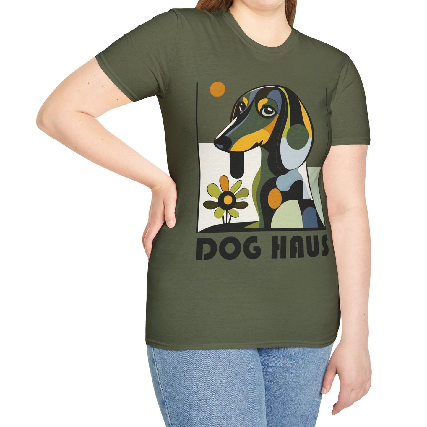 "Long Haus" Long-Haired Dachshund Unisex Softstyle T-Shirt