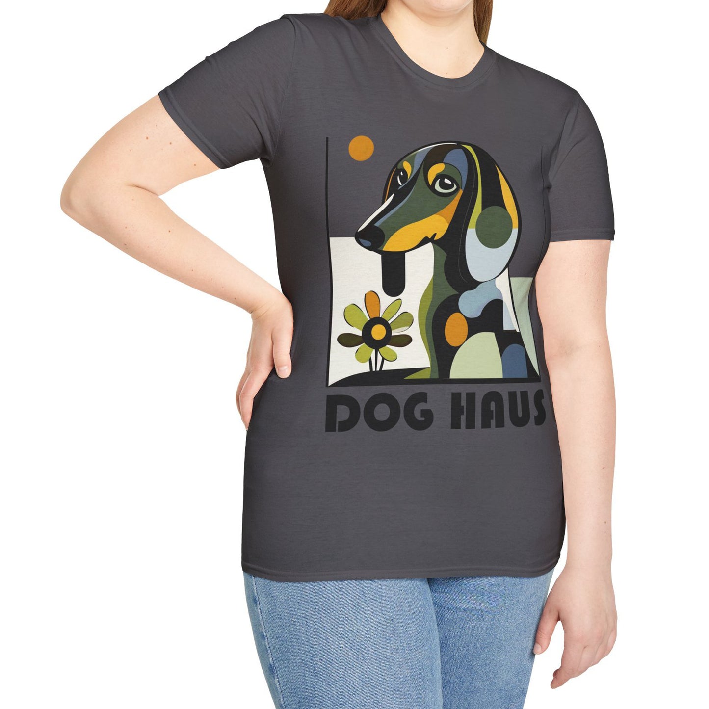"Long Haus" Long-Haired Dachshund Unisex Softstyle T-Shirt