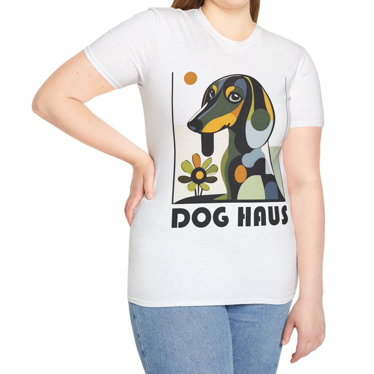 "Long Haus" Long-Haired Dachshund Unisex Softstyle T-Shirt