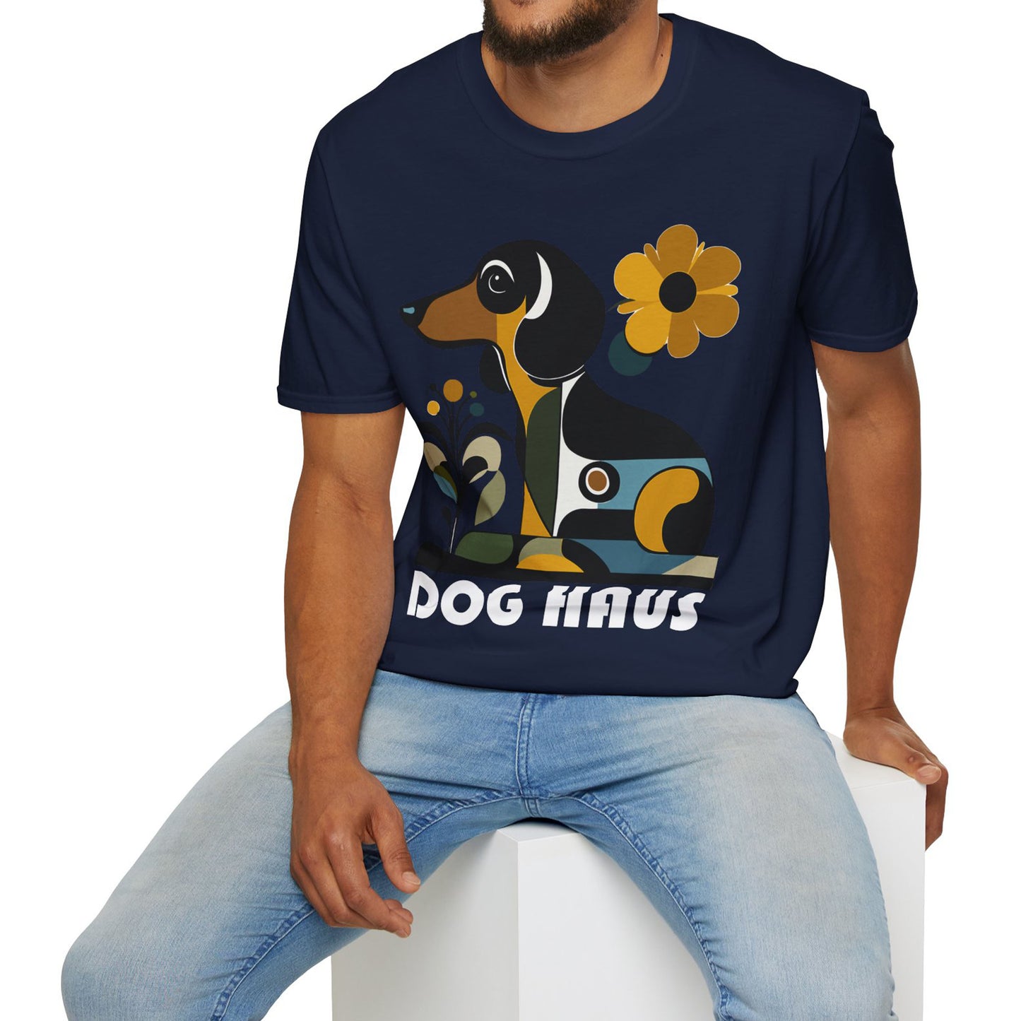 "Smooth Haus" Smooth-Haired Dachshund Unisex Softstyle T-Shirt