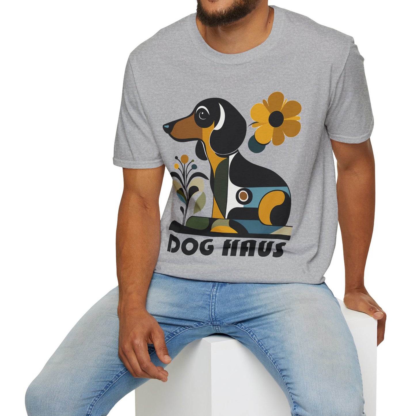 "Smooth Haus" Smooth-Haired Dachshund Unisex Softstyle T-Shirt