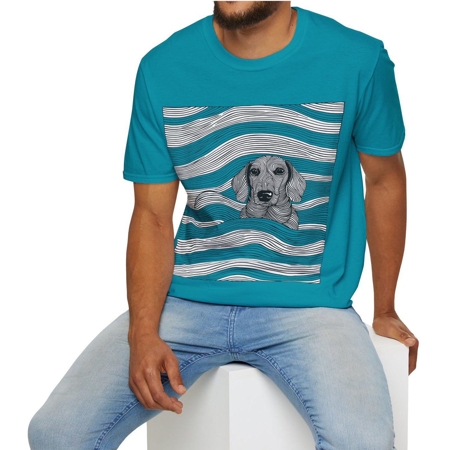"Smooth Joy" Tan Smooth-Haired Dachshund Unisex Softstyle T-Shirt
