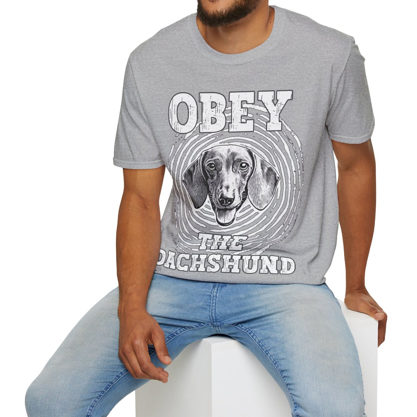 "Obey" Smooth-Haired Dachshund Unisex Softstyle T-Shirt