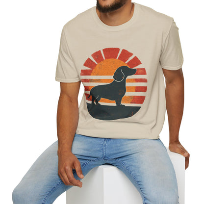 "Smooth Sunset" Smooth-Haired Dachshund Unisex Softstyle T-Shirt