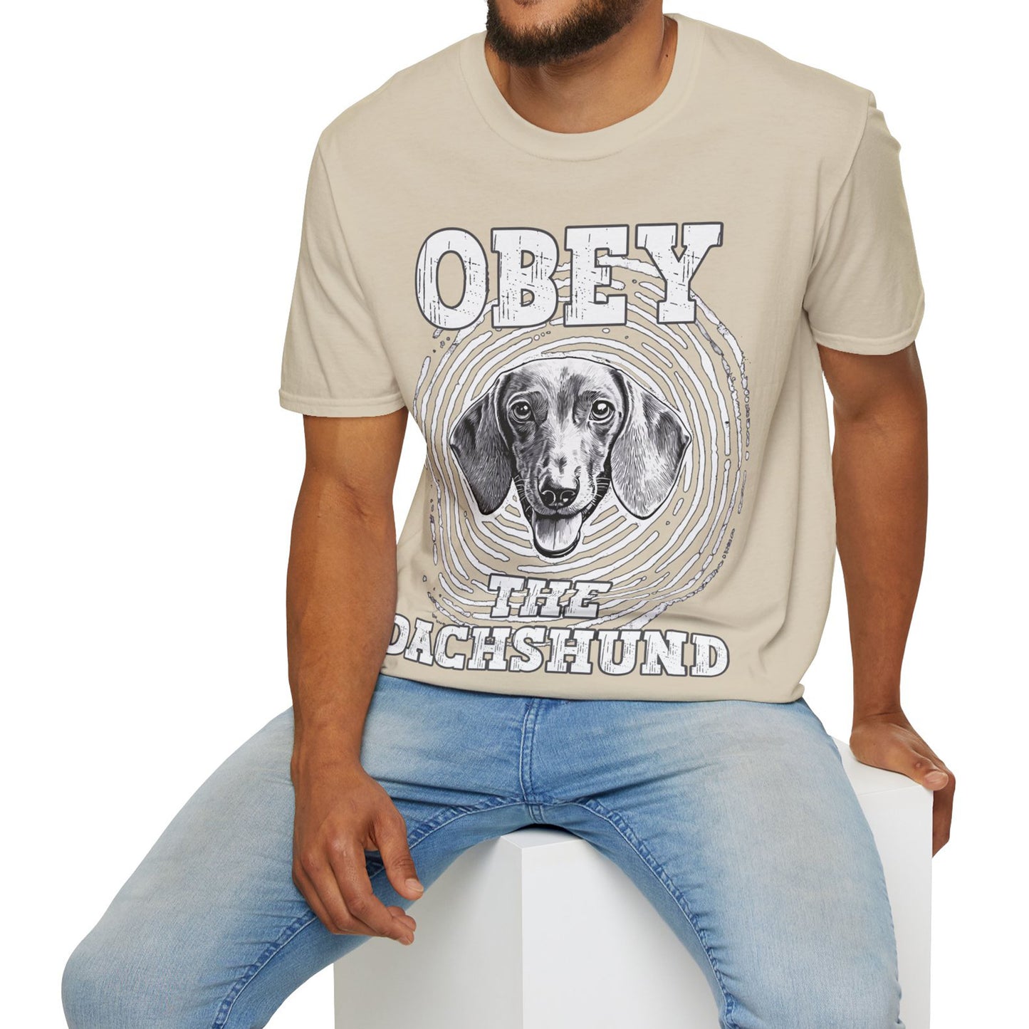 "Obey" Smooth-Haired Dachshund Unisex Softstyle T-Shirt