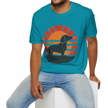 "Smooth Sunset" Smooth-Haired Dachshund Unisex Softstyle T-Shirt