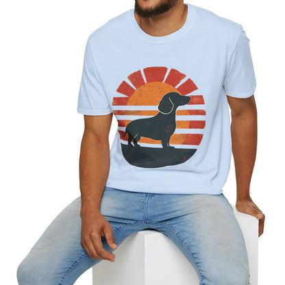 "Smooth Sunset" Smooth-Haired Dachshund Unisex Softstyle T-Shirt