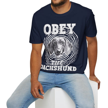 "Obey" Smooth-Haired Dachshund Unisex Softstyle T-Shirt