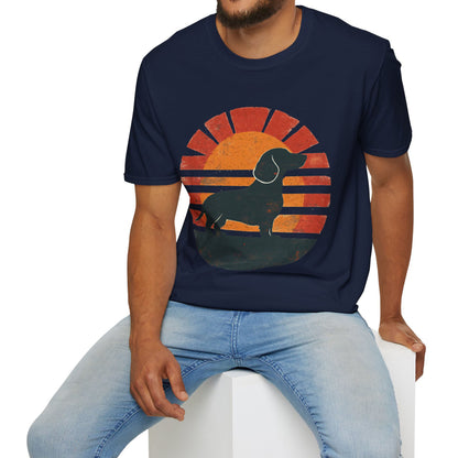 "Smooth Sunset" Smooth-Haired Dachshund Unisex Softstyle T-Shirt