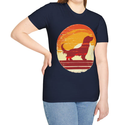 "Long Sunset" Long-Haired Dachshund Unisex Softstyle T-Shirt