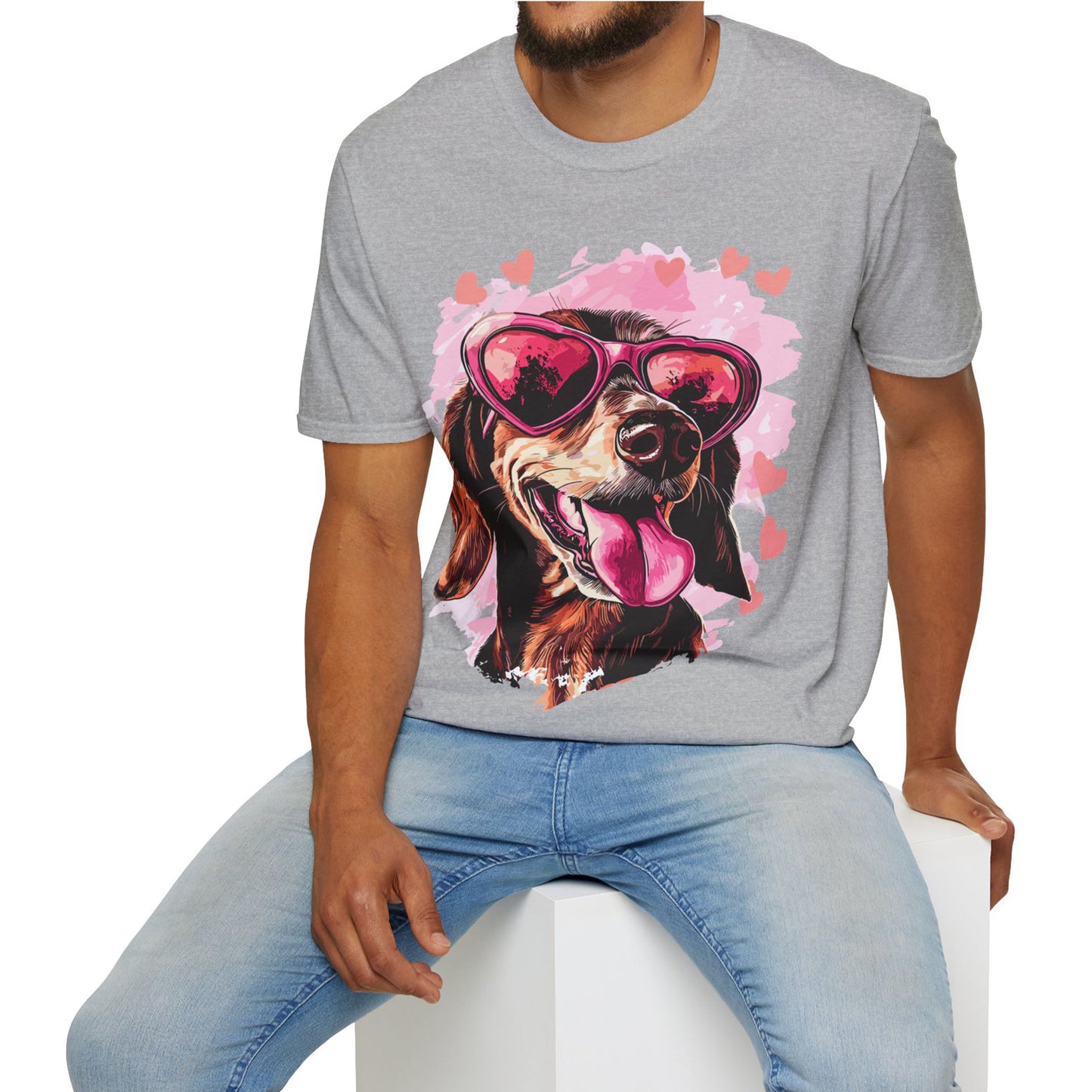 "Tanned Hearts" Tan Smooth-Haired Dachshund Unisex Softstyle T-Shirt