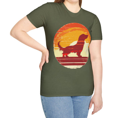"Long Sunset" Long-Haired Dachshund Unisex Softstyle T-Shirt