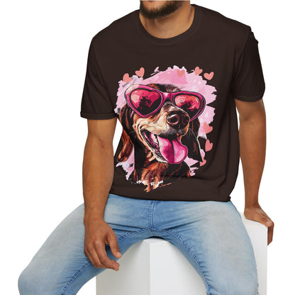 "Tanned Hearts" Tan Smooth-Haired Dachshund Unisex Softstyle T-Shirt