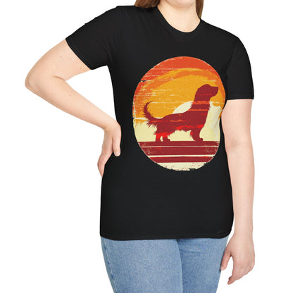 "Long Sunset" Long-Haired Dachshund Unisex Softstyle T-Shirt