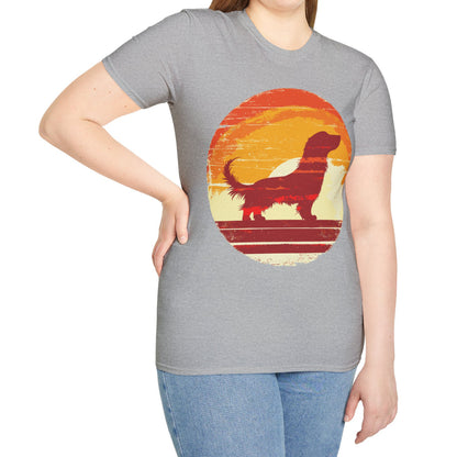 "Long Sunset" Long-Haired Dachshund Unisex Softstyle T-Shirt