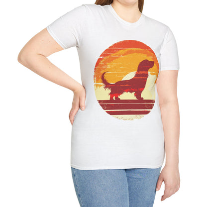 "Long Sunset" Long-Haired Dachshund Unisex Softstyle T-Shirt