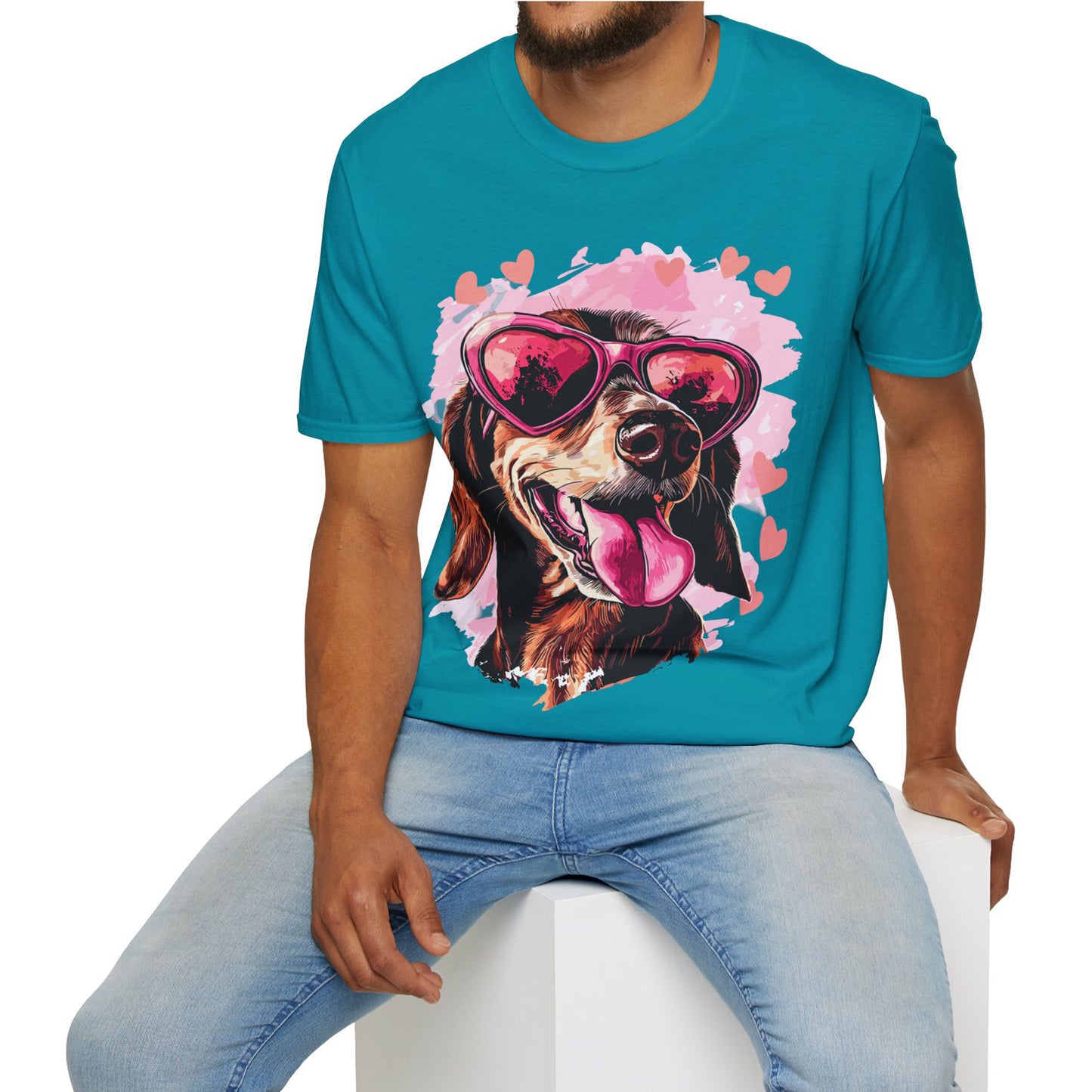 "Tanned Hearts" Tan Smooth-Haired Dachshund Unisex Softstyle T-Shirt