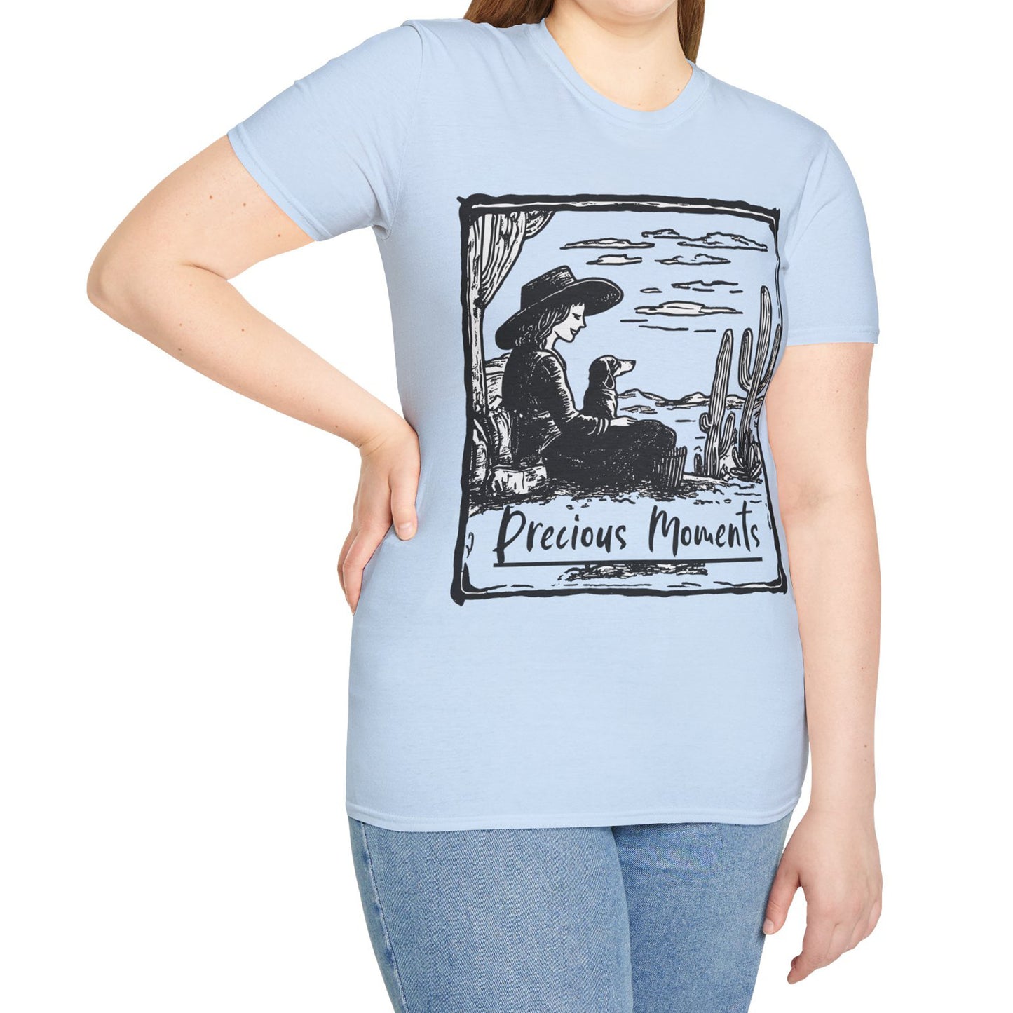 "Precious Moments" Smooth-Haired Dachshund Unisex Softstyle T-Shirt