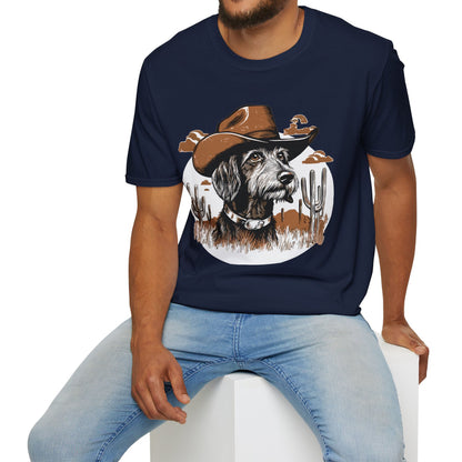 "Wired West" Wire-Haired Dachshund Unisex Softstyle T-Shirt