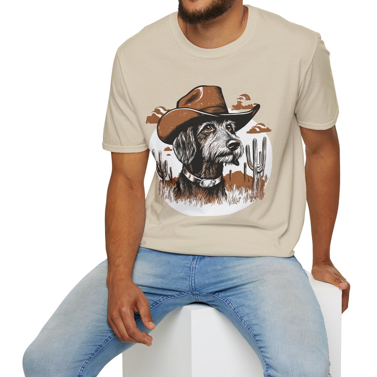 "Wired West" Wire-Haired Dachshund Unisex Softstyle T-Shirt