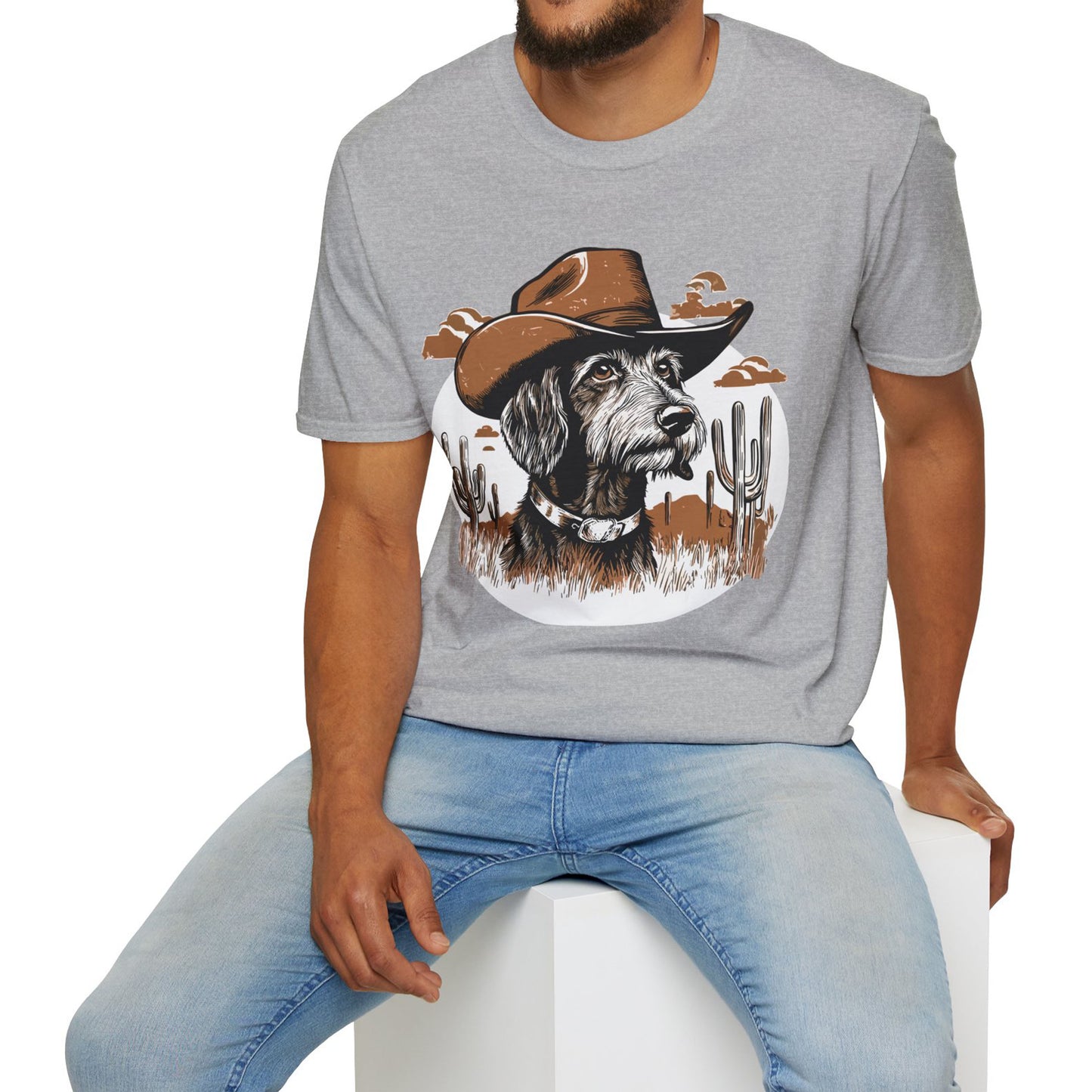"Wired West" Wire-Haired Dachshund Unisex Softstyle T-Shirt