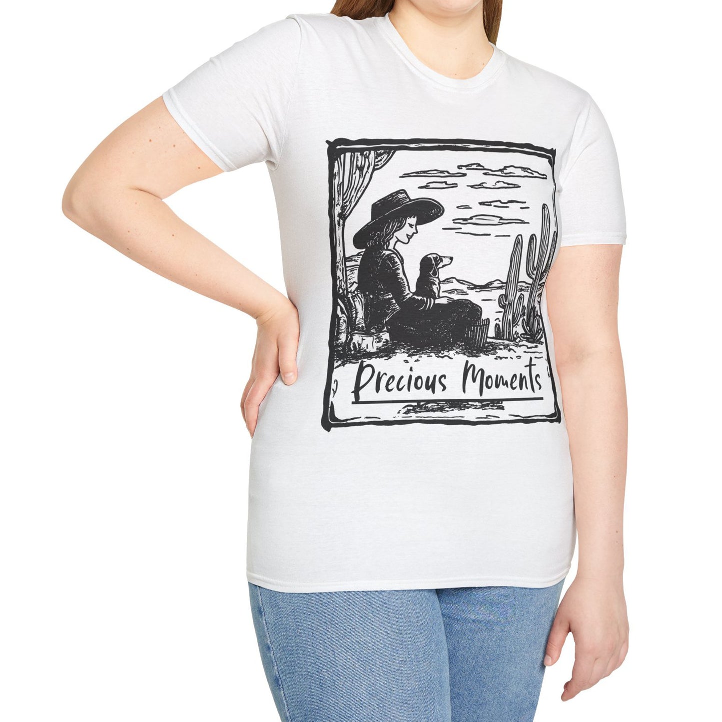 "Precious Moments" Smooth-Haired Dachshund Unisex Softstyle T-Shirt