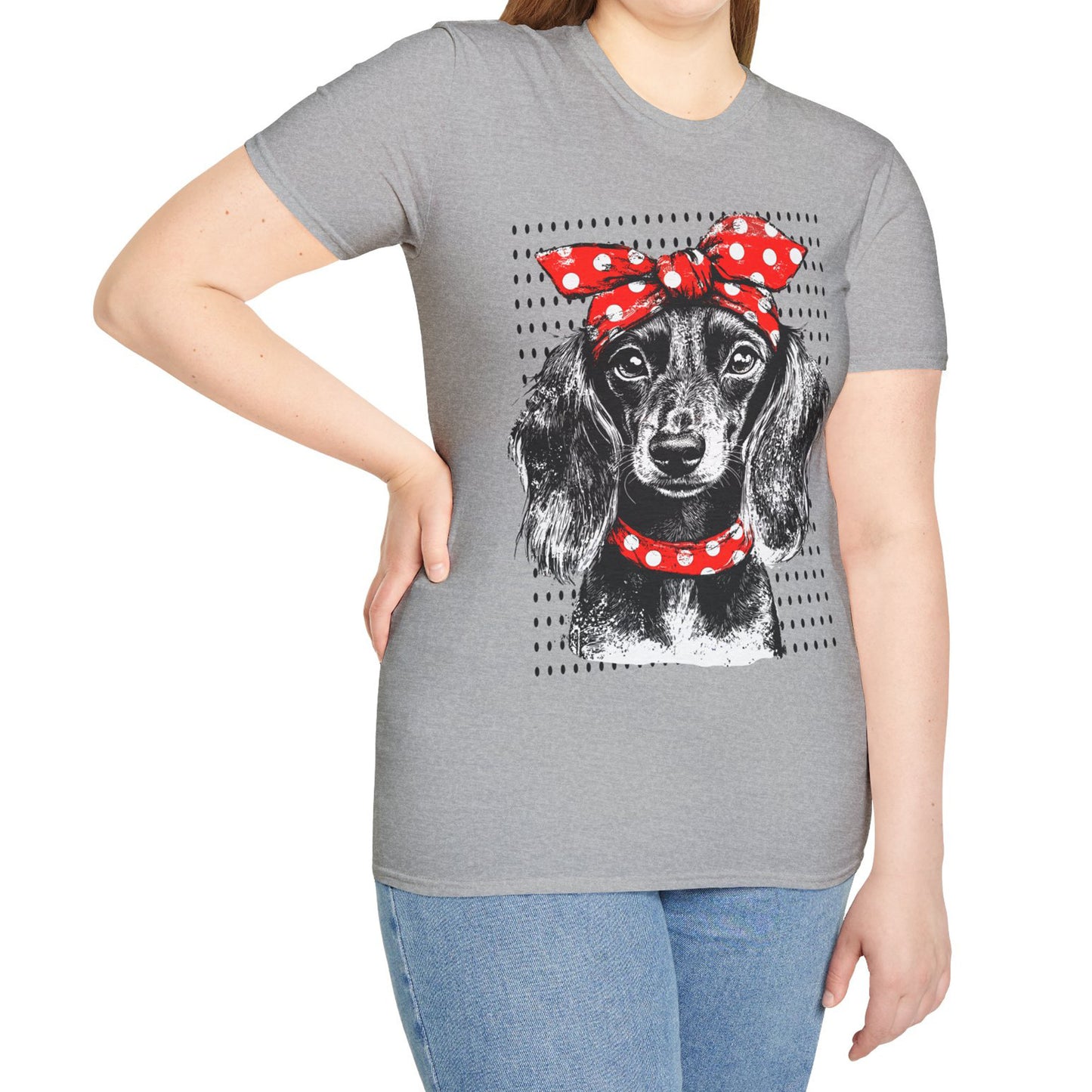 "Riveter" Long-Haired Dachshund Unisex Softstyle T-Shirt