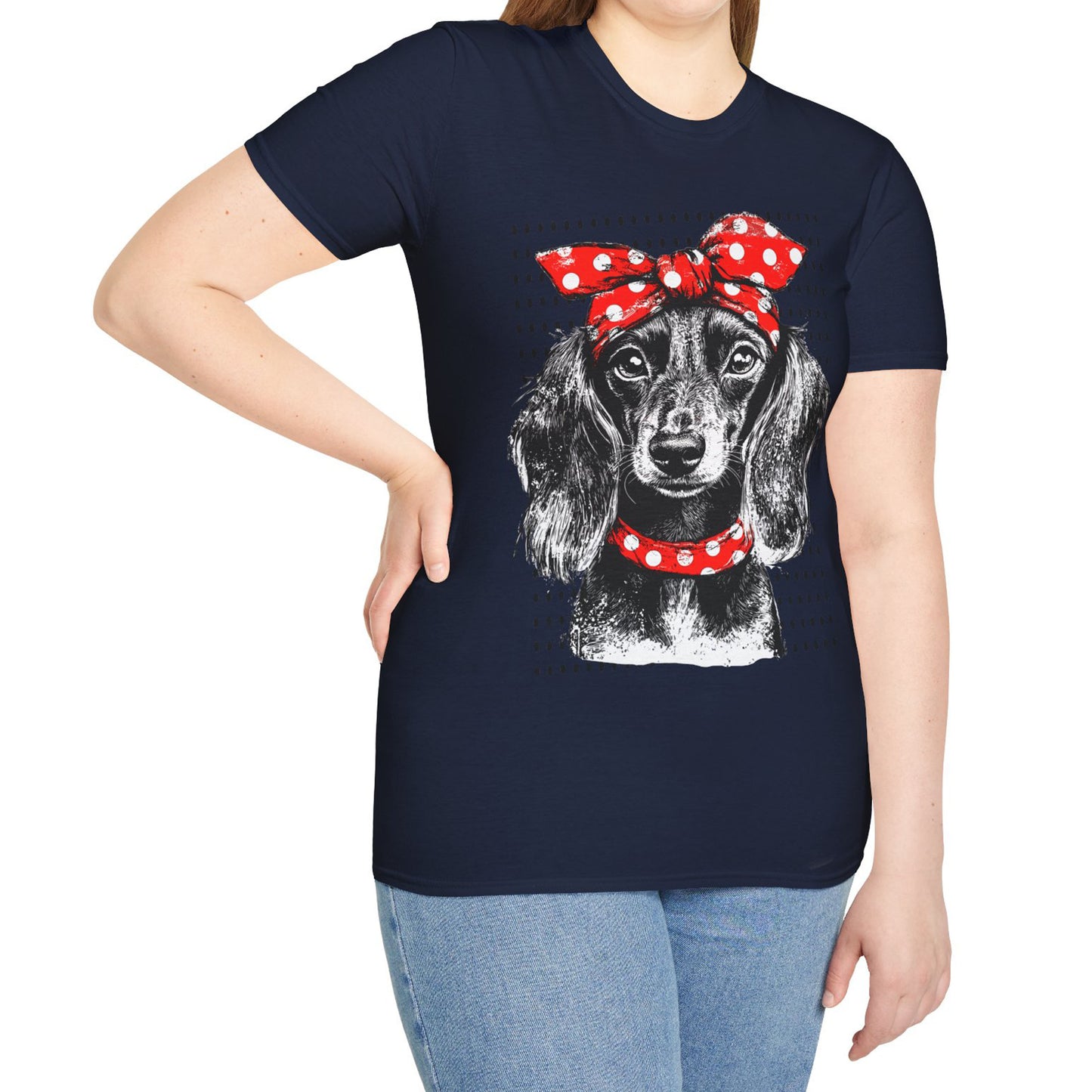 "Riveter" Long-Haired Dachshund Unisex Softstyle T-Shirt