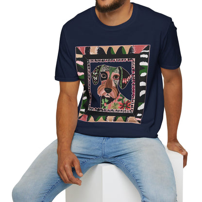 "Wired Wacky Frame" Wire-Haired Dachshund Unisex Softstyle T-Shirt