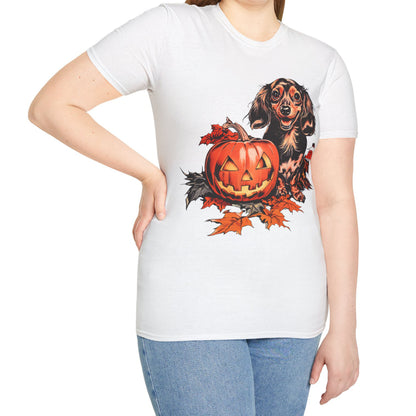 "Chocolate" Long-Haired Dachshund Halloween Unisex Softstyle T-Shirt
