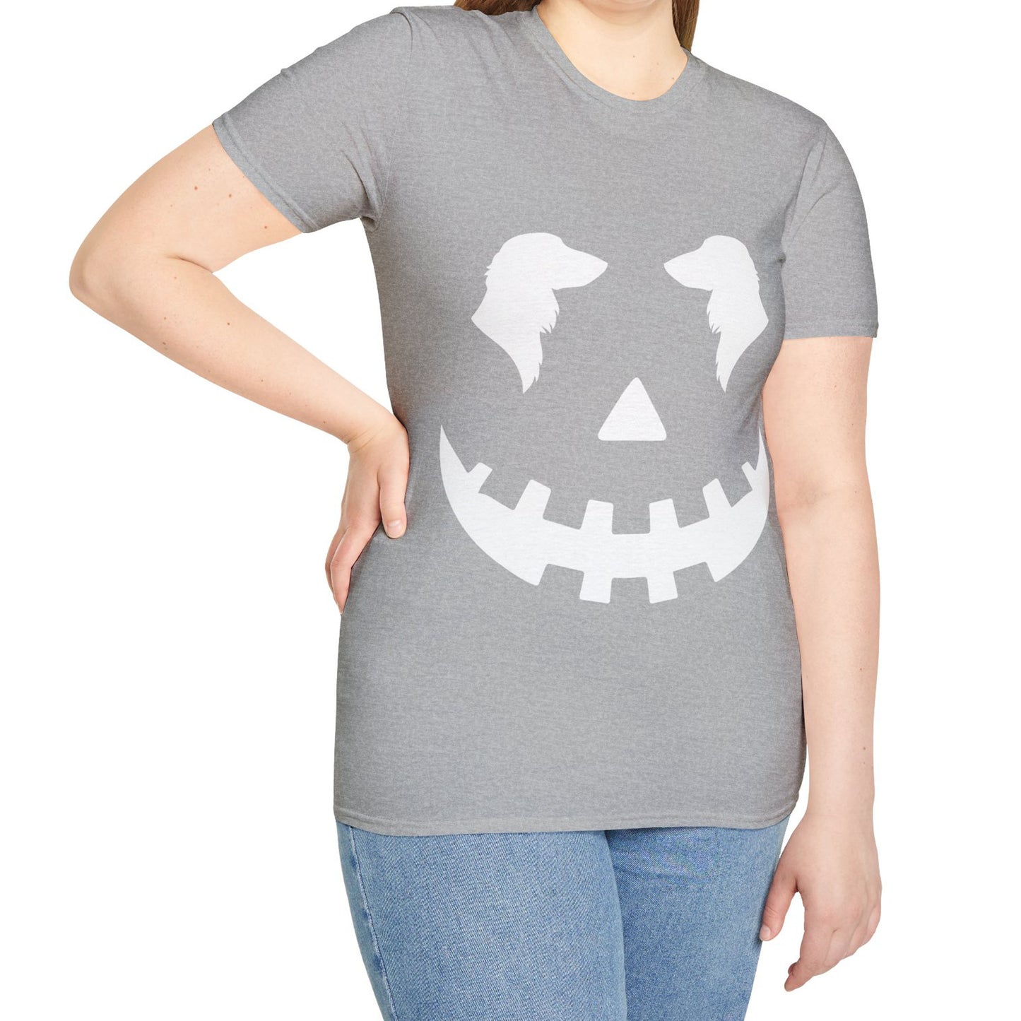 "Long White Jack" Long-Haired Dachshund Halloween Unisex Softstyle T-Shirt