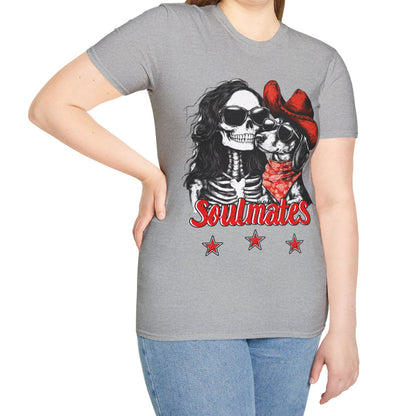 "Smooth Soulmates" Smooth-Haired Dachshund Halloween Unisex Softstyle T-Shirt