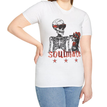 "Soulmate Bros" Long-Haired Dachshund Halloween Unisex Softstyle T-Shirt