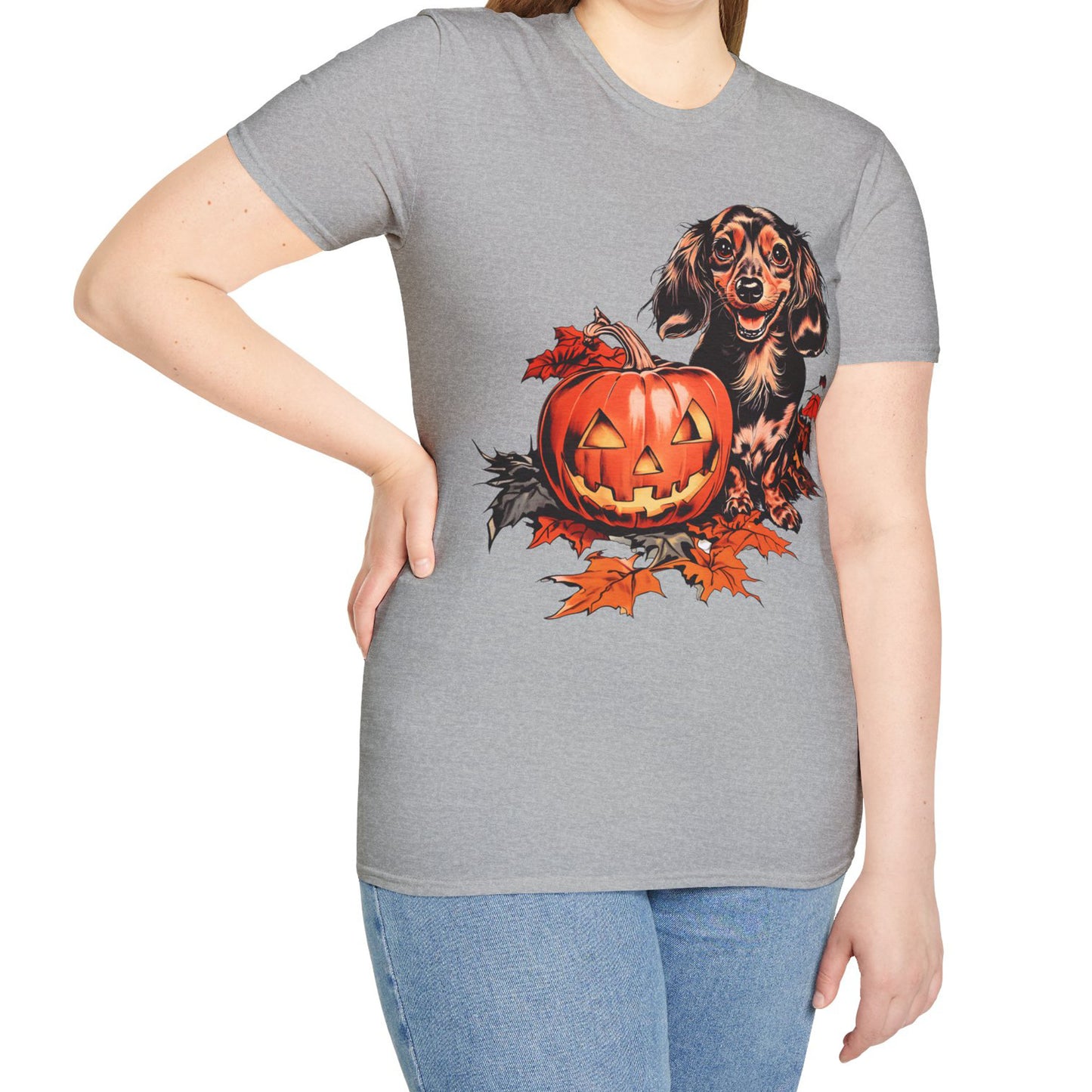 "Chocolate" Long-Haired Dachshund Halloween Unisex Softstyle T-Shirt