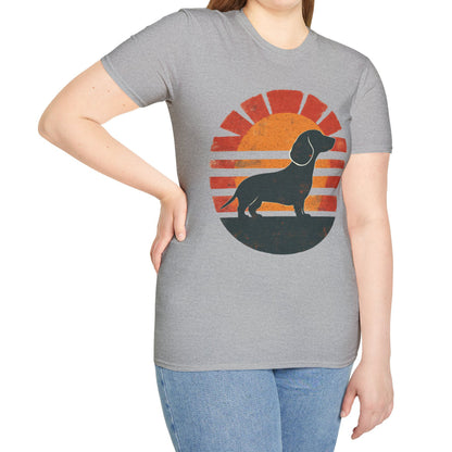 "Smooth Sunset" Smooth-Haired Dachshund Unisex Softstyle T-Shirt