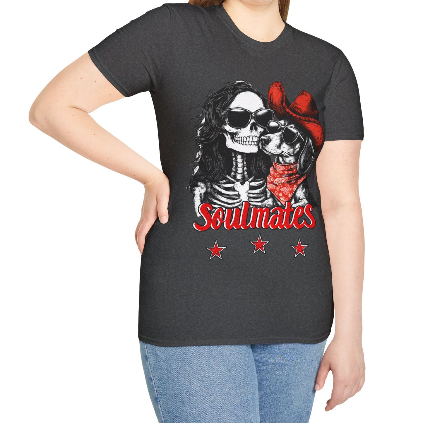"Smooth Soulmates" Smooth-Haired Dachshund Halloween Unisex Softstyle T-Shirt