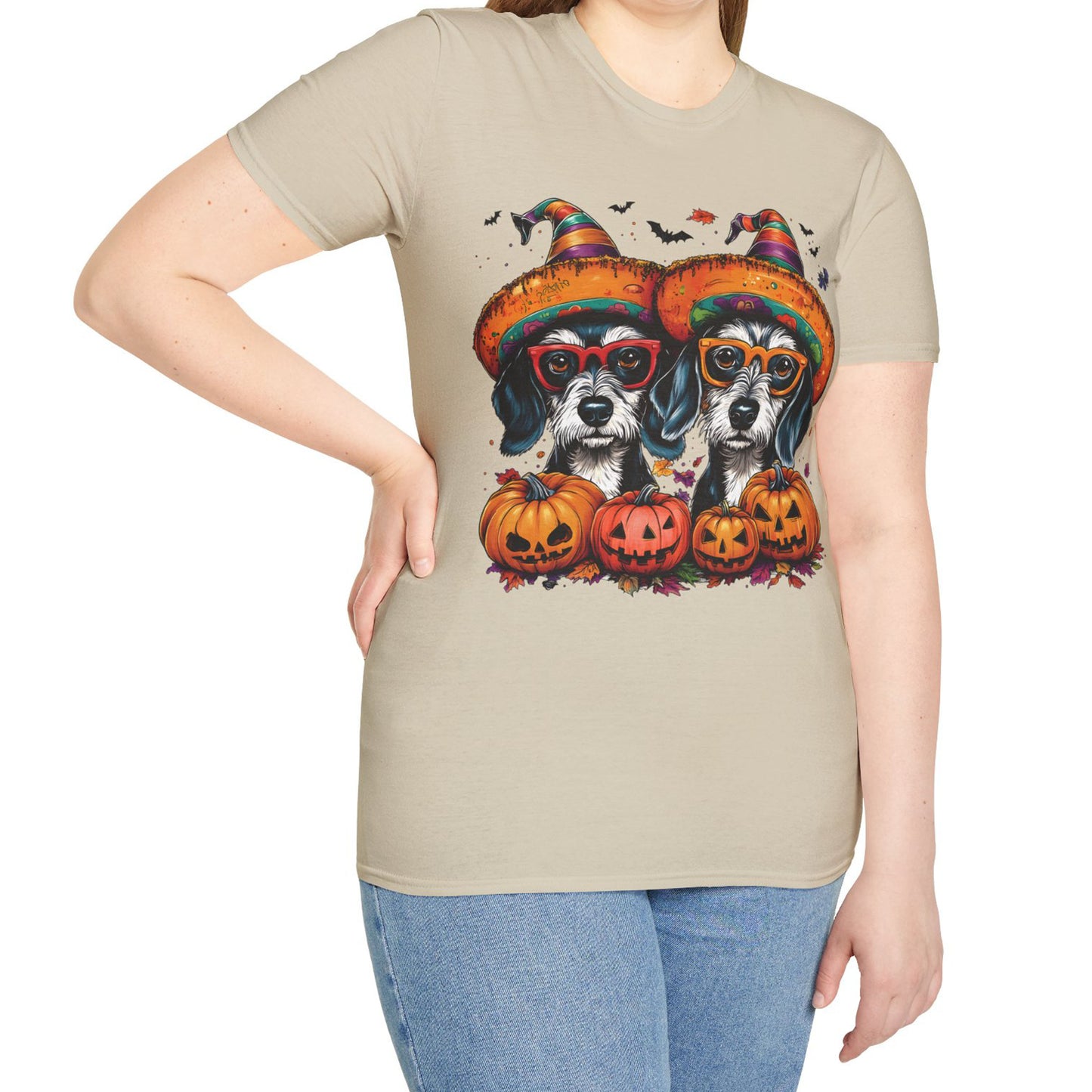 "Confetti" Wire-Haired Dachshund Halloween Unisex Softstyle T-Shirt