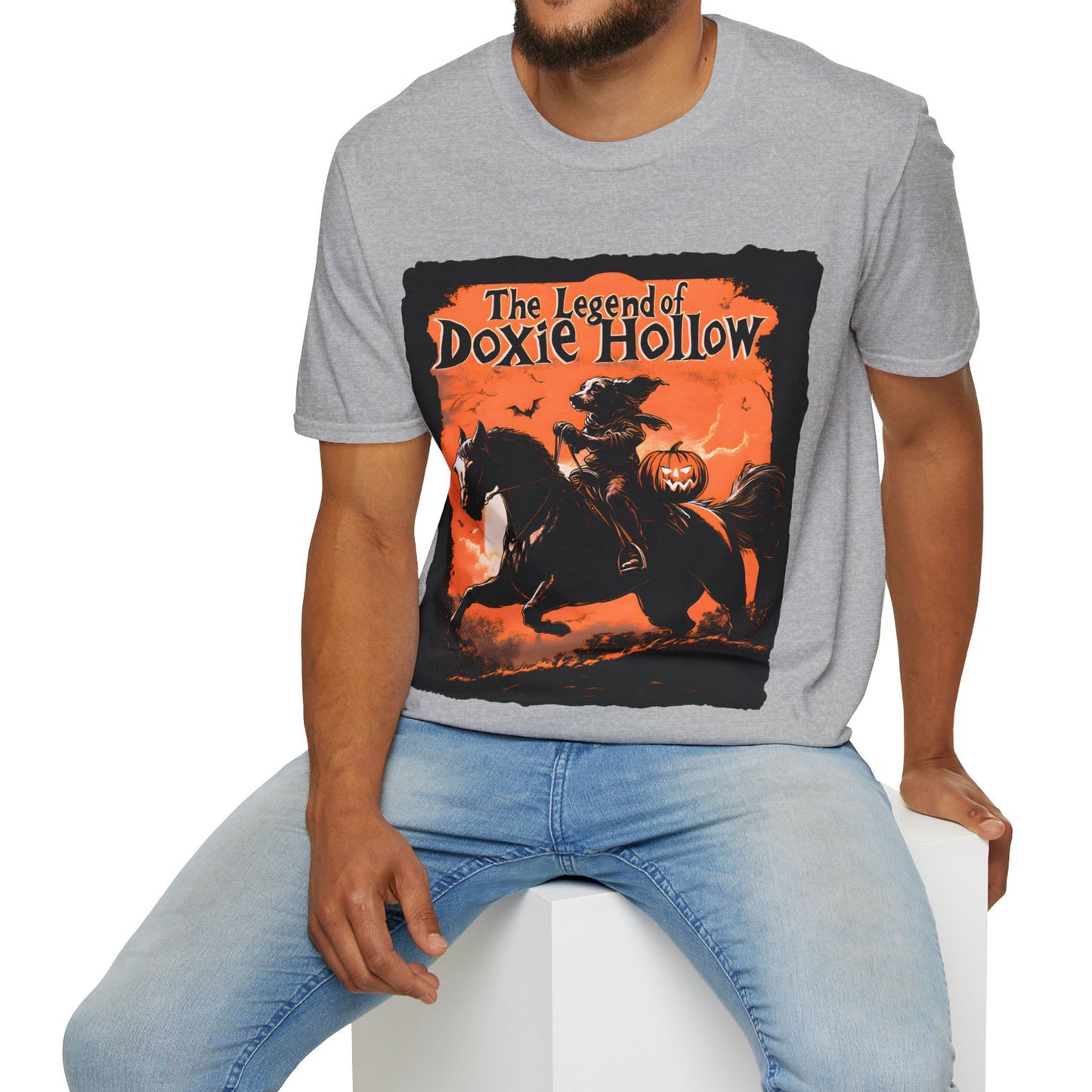 "Long's Hollow" Long-Haired Dachshund Halloween Unisex Softstyle T-Shirt