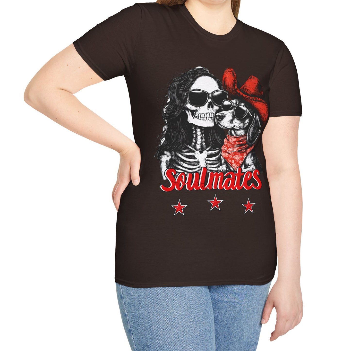 "Smooth Soulmates" Smooth-Haired Dachshund Halloween Unisex Softstyle T-Shirt